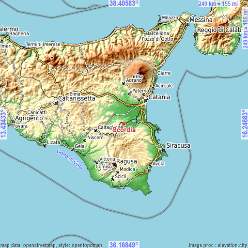 Topographic map of Scordia