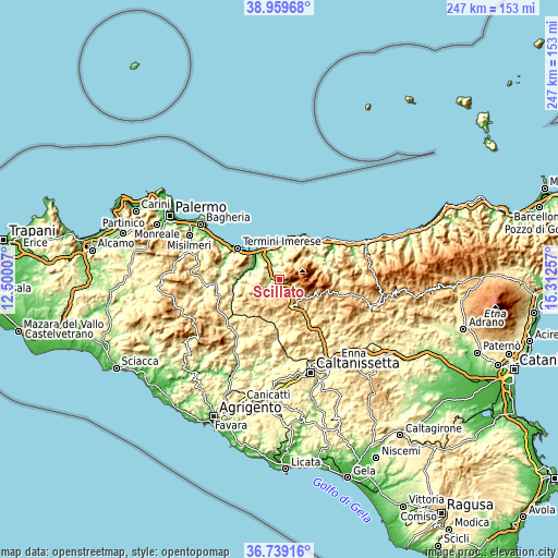 Topographic map of Scillato