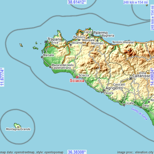 Topographic map of Sciacca