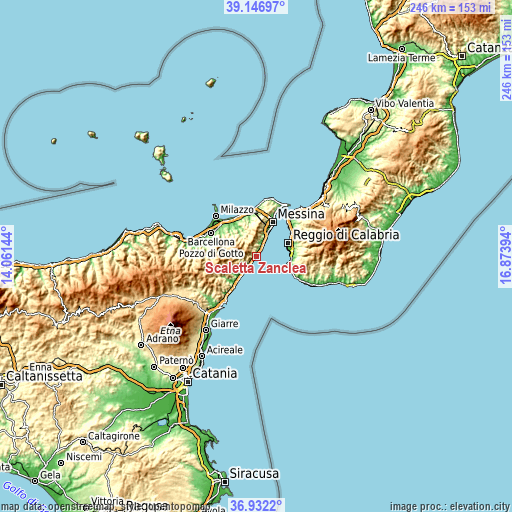 Topographic map of Scaletta Zanclea