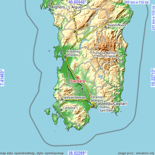 Topographic map of Sardara