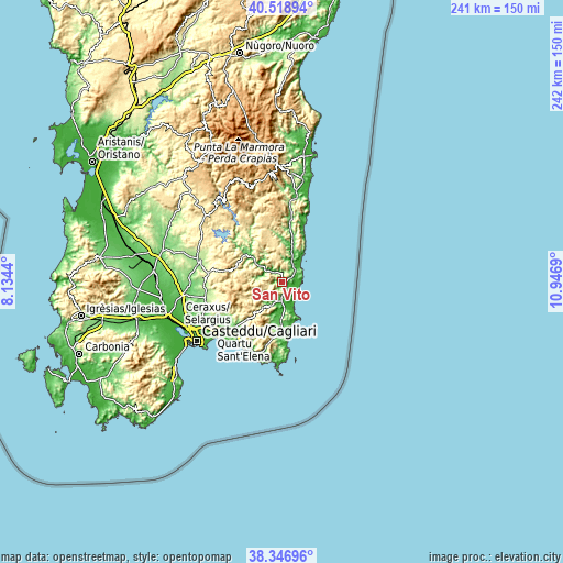 Topographic map of San Vito