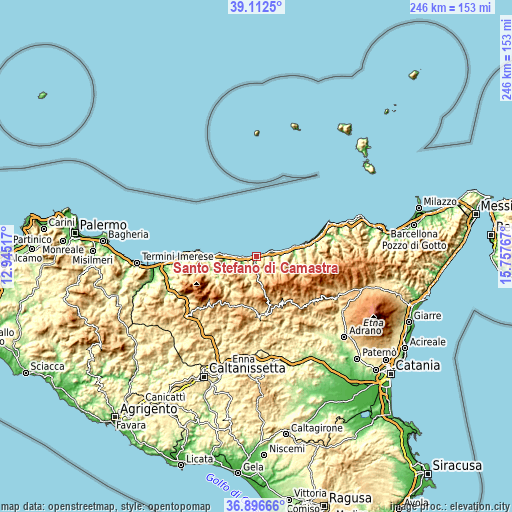 Topographic map of Santo Stefano di Camastra