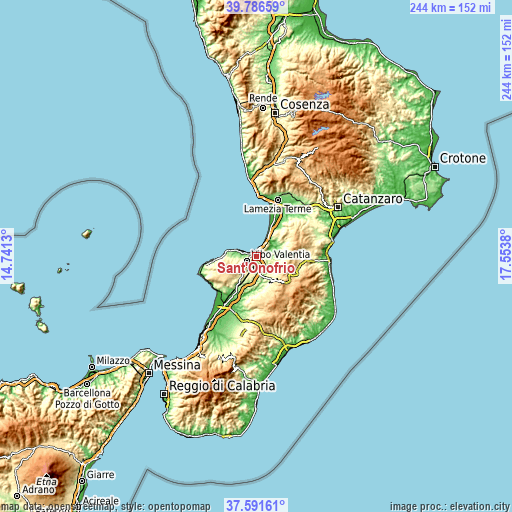 Topographic map of Sant'Onofrio