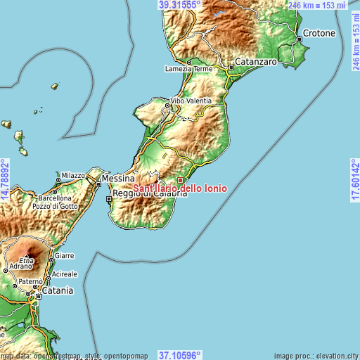 Topographic map of Sant'Ilario dello Ionio