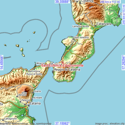 Topographic map of Sant'Eufemia d'Aspromonte