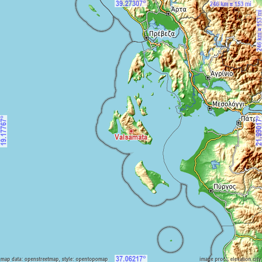 Topographic map of Valsamáta