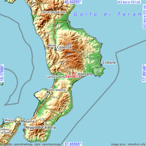 Topographic map of Sant'Elia