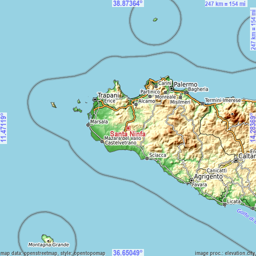 Topographic map of Santa Ninfa