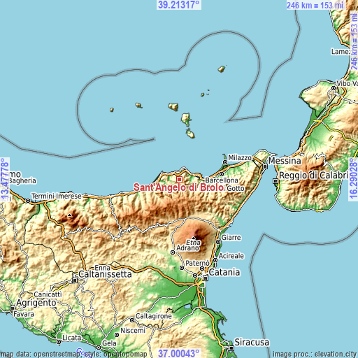 Topographic map of Sant'Angelo di Brolo