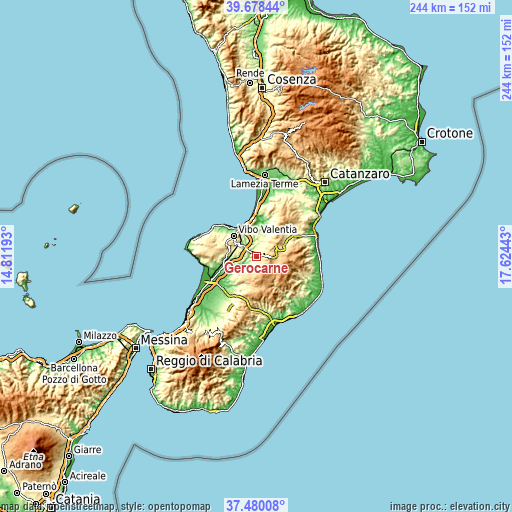 Topographic map of Gerocarne