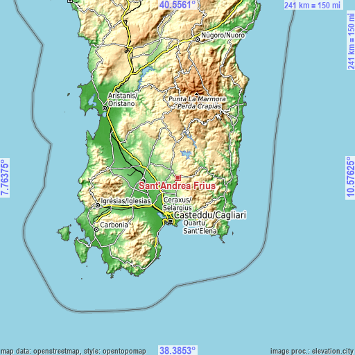 Topographic map of Sant'Andrea Frius