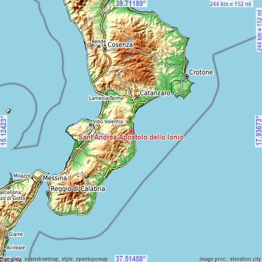 Topographic map of Sant'Andrea Apostolo dello Ionio