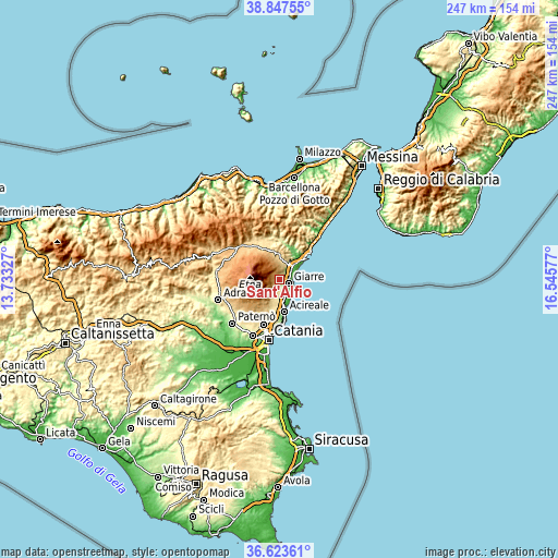 Topographic map of Sant'Alfio