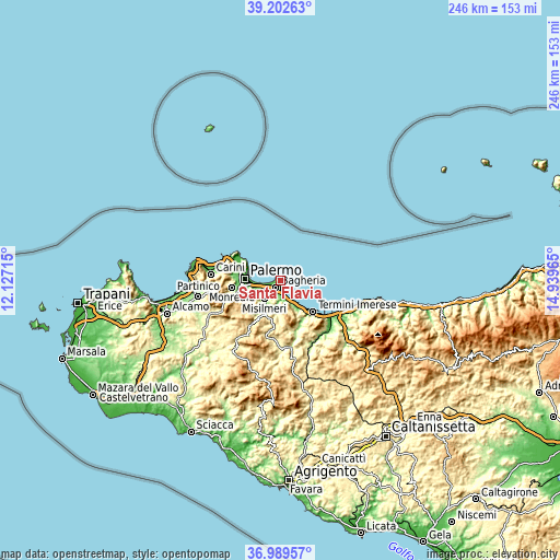 Topographic map of Santa Flavia