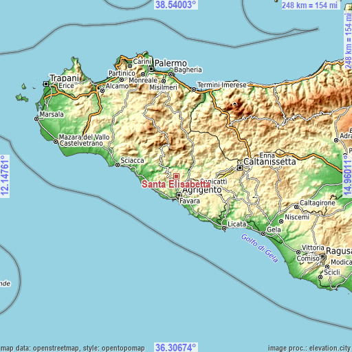 Topographic map of Santa Elisabetta