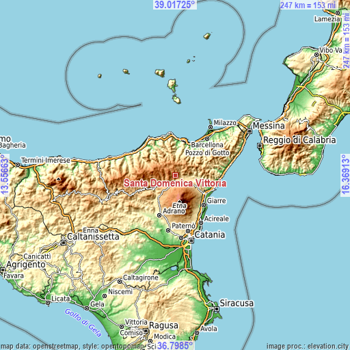 Topographic map of Santa Domenica Vittoria
