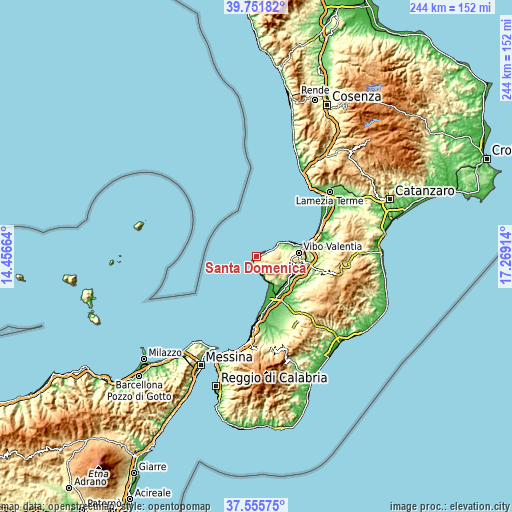 Topographic map of Santa Domenica