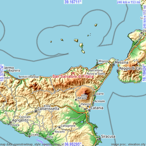 Topographic map of San Salvatore di Fitalia