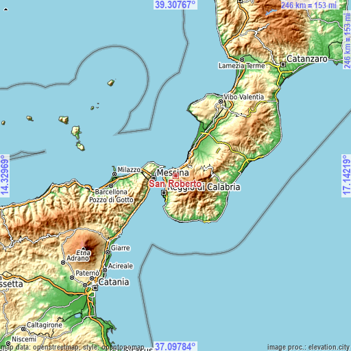 Topographic map of San Roberto