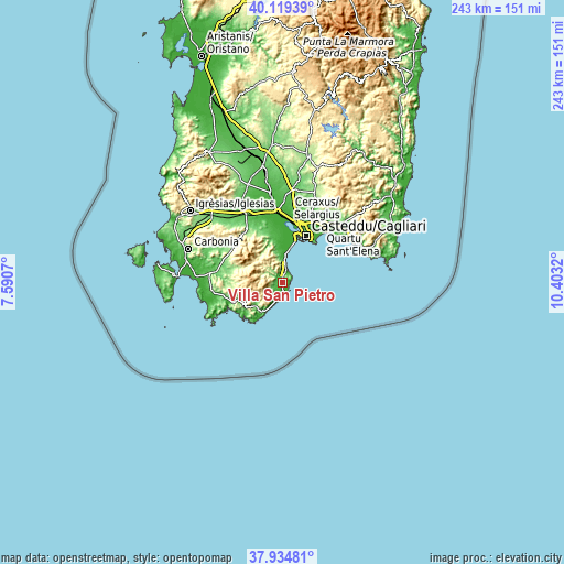 Topographic map of Villa San Pietro