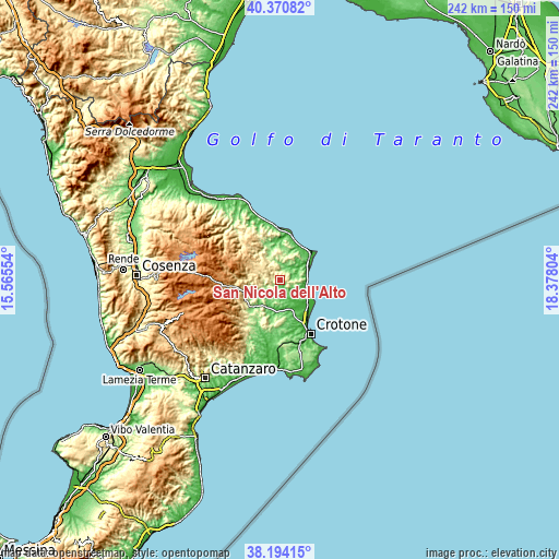 Topographic map of San Nicola dell'Alto