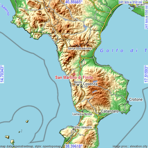 Topographic map of San Martino di Finita