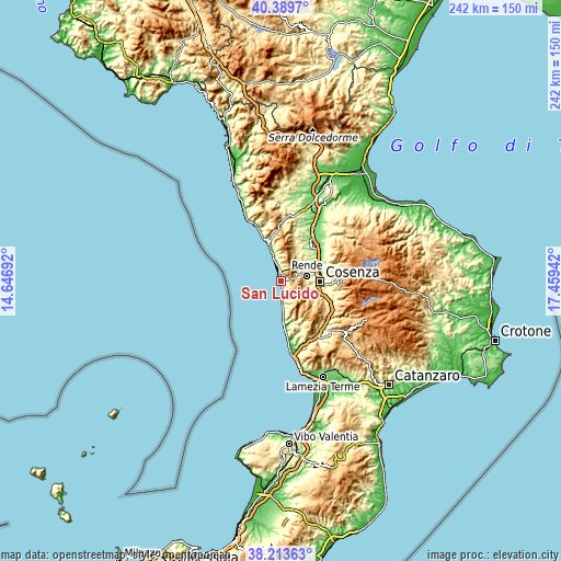 Topographic map of San Lucido