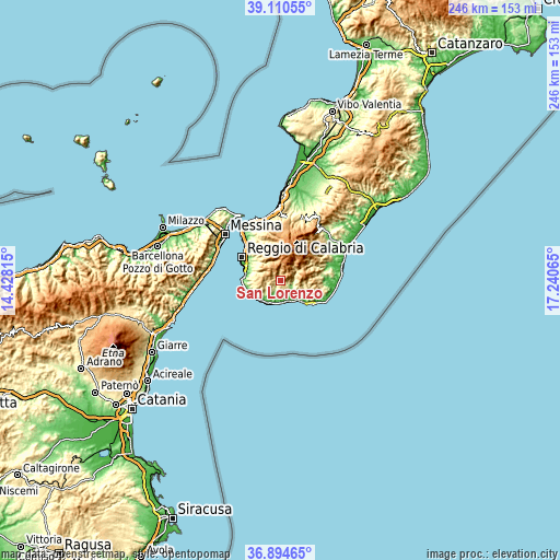 Topographic map of San Lorenzo