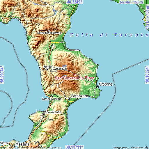 Topographic map of San Giovanni in Fiore