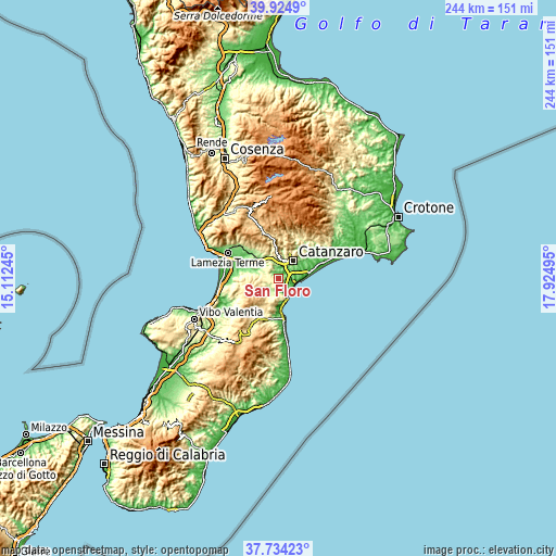 Topographic map of San Floro