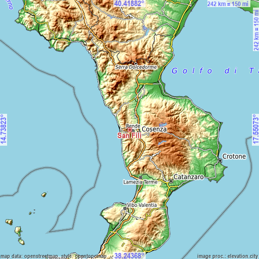 Topographic map of San Fili