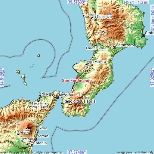 Topographic map of San Ferdinando