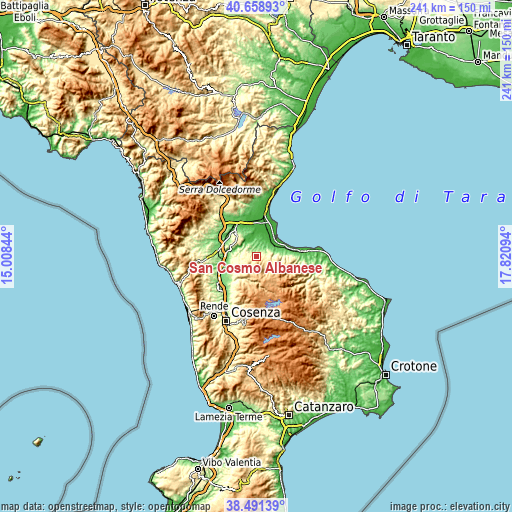 Topographic map of San Cosmo Albanese