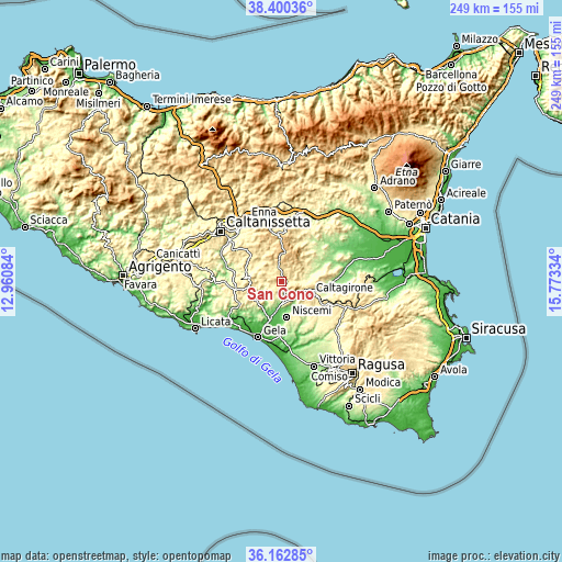Topographic map of San Cono
