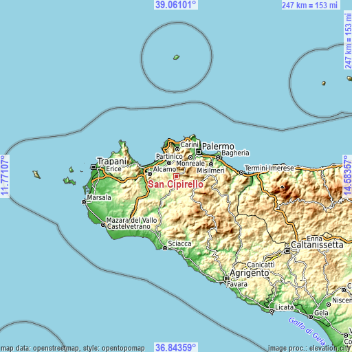 Topographic map of San Cipirello