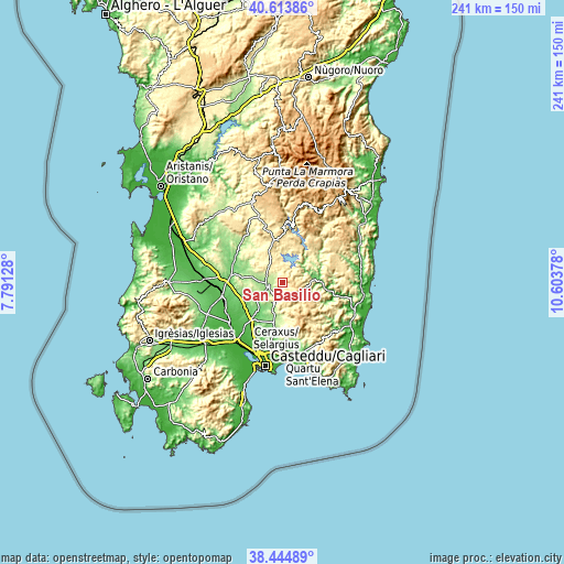 Topographic map of San Basilio