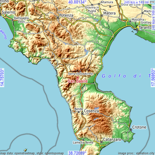 Topographic map of San Basile