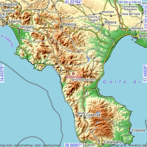 Topographic map of Rotonda