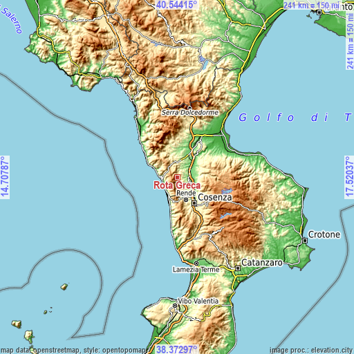 Topographic map of Rota Greca