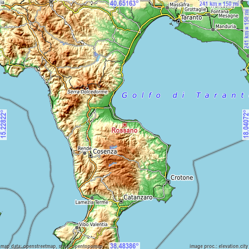 Topographic map of Rossano