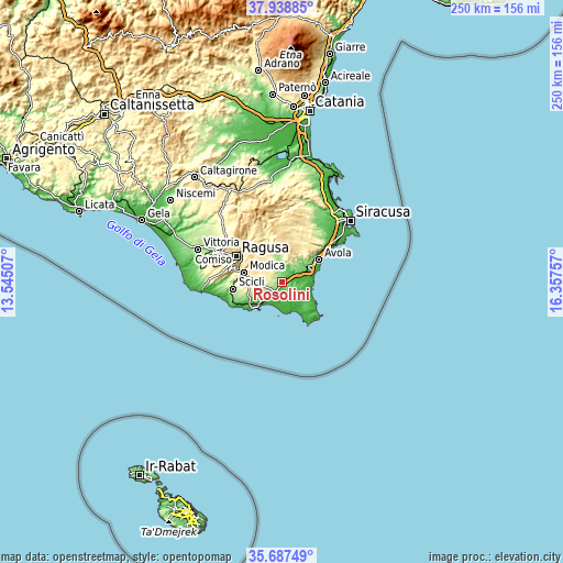 Topographic map of Rosolini