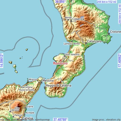 Topographic map of Rombiolo