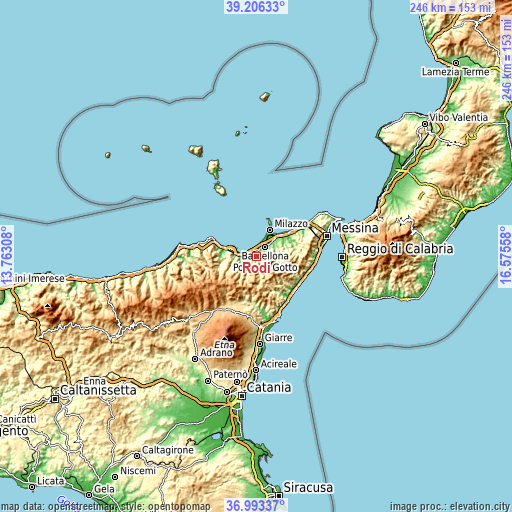 Topographic map of Rodì