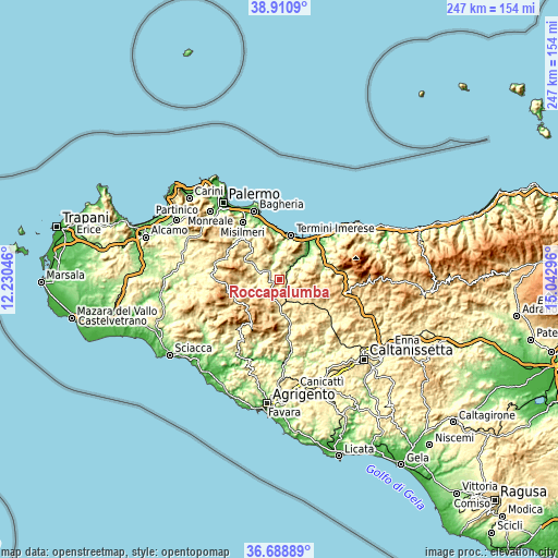 Topographic map of Roccapalumba