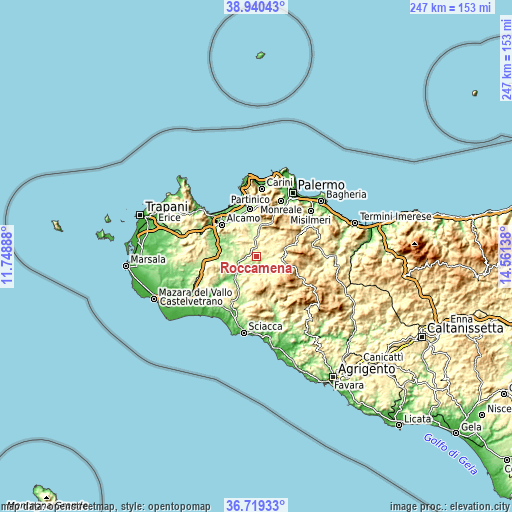 Topographic map of Roccamena