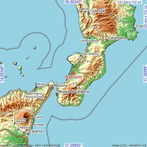 Topographic map of Rizziconi