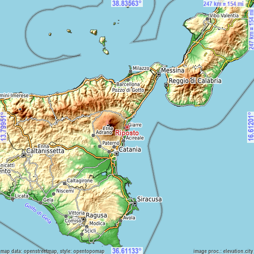 Topographic map of Riposto