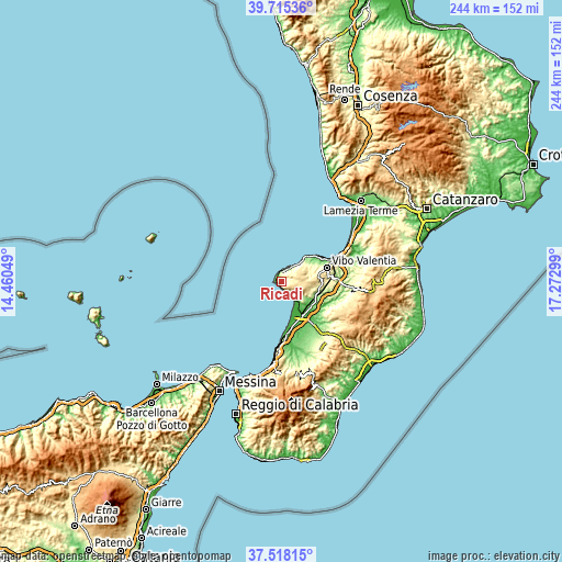 Topographic map of Ricadi