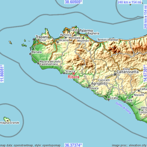 Topographic map of Ribera